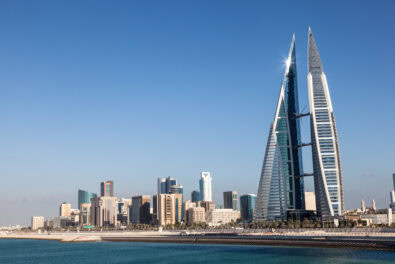 World Trade Center skyscraper and skyline of Manama City, Kingdom of Bahrain